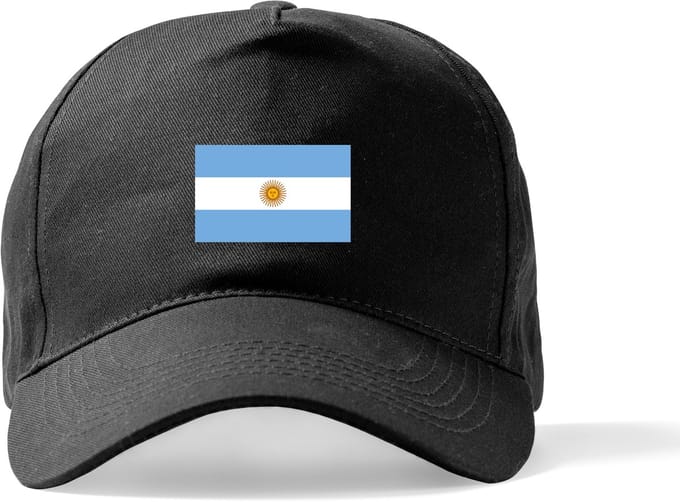 Zwarte Pet Beechfield met Wereldvlaggen, land Argentinie klittenbandsluiting