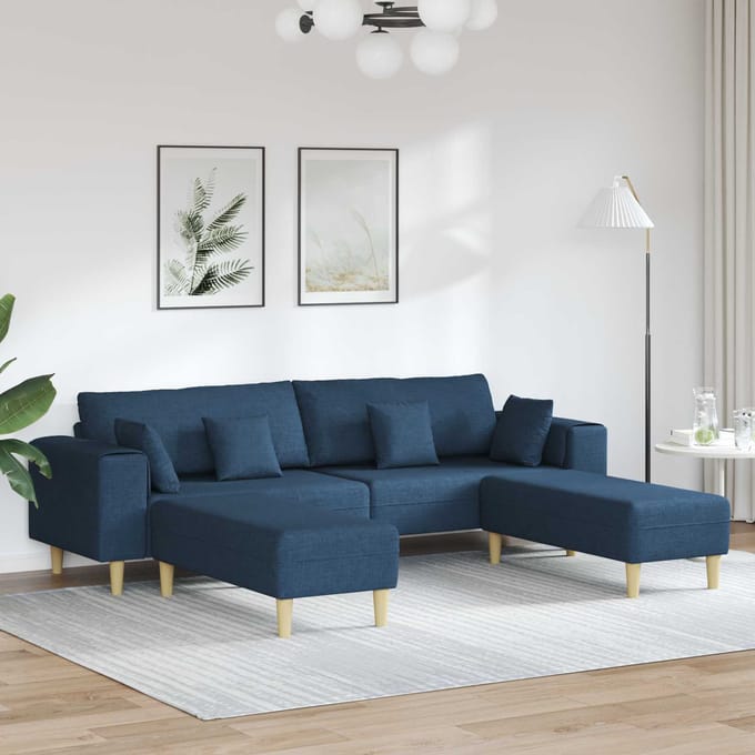 vidaXL - Bank - 3 - st - Blauw - Stof