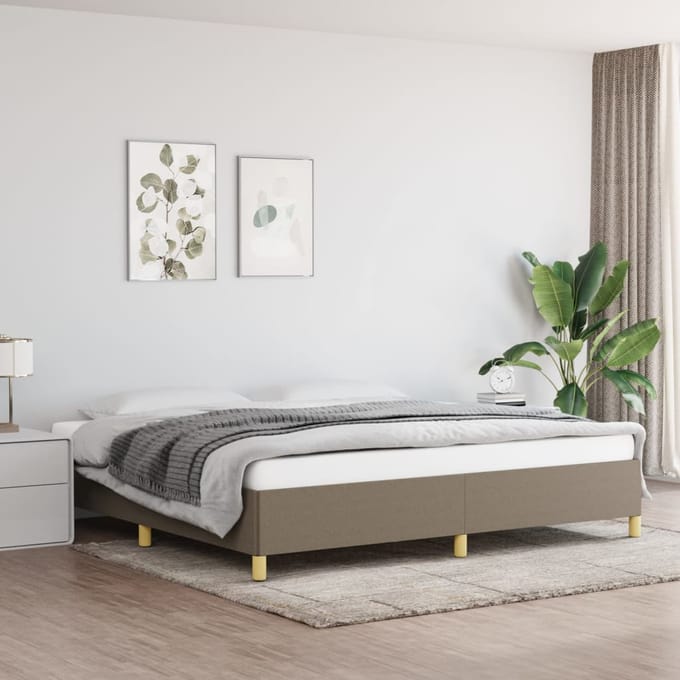 vidaXL - Bedframe - zonder - matras - stof - taupe - 200x200 - cm