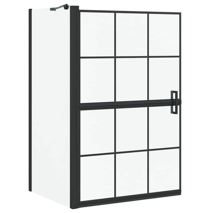 vidaXL - Bad - Douche - Scherm - Zwart - en - Transparant - 80 - x - 68 - x - 128 - cm