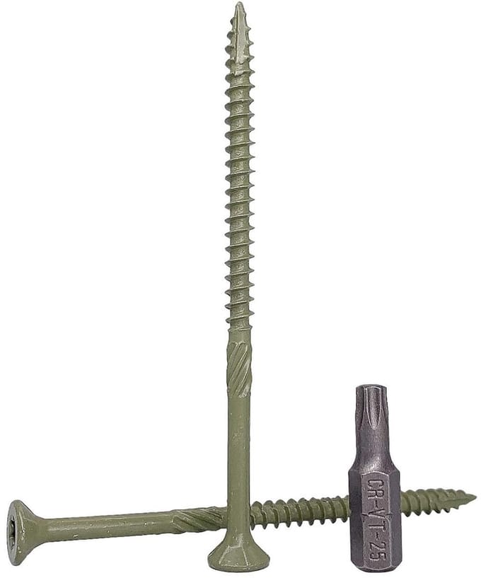 250x Terrasschroeven Hout 4,5x80mm Torx Groen Anticorrosie Buitengebruik