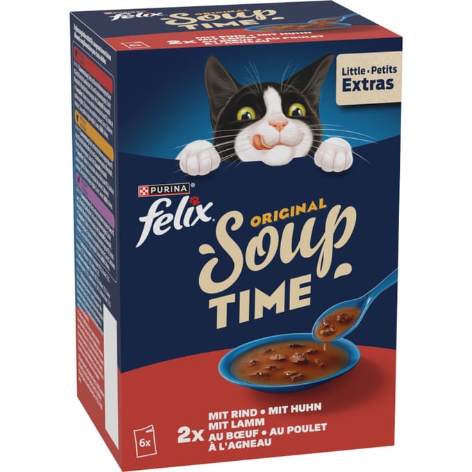 Felix Nat Kattenvoer met Rund, Kip & Lam, Soep Original (6x48 g), 288 g