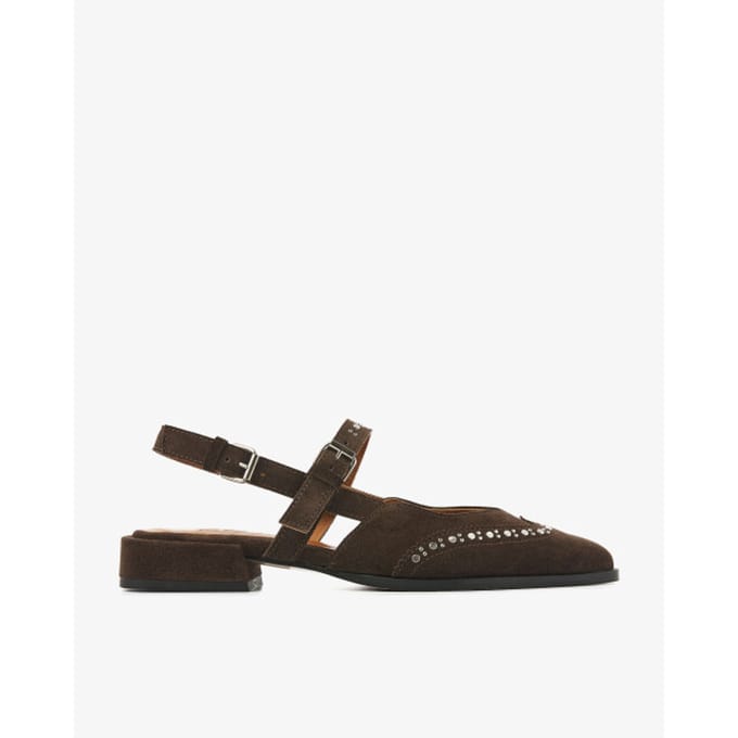 VIA VAI Jazz Yael Slingbacks Dames - Suède - Bruin - Maat 40