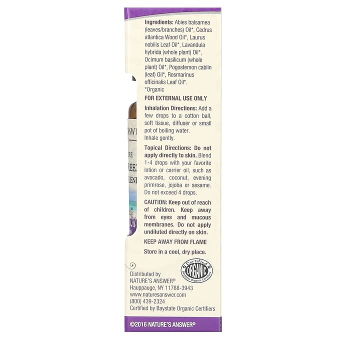 Nature'S Answer, Organic Essential Oil Blend, 100% Pure Ocean Breeze, 15 Ml (0.5 Fl Oz)