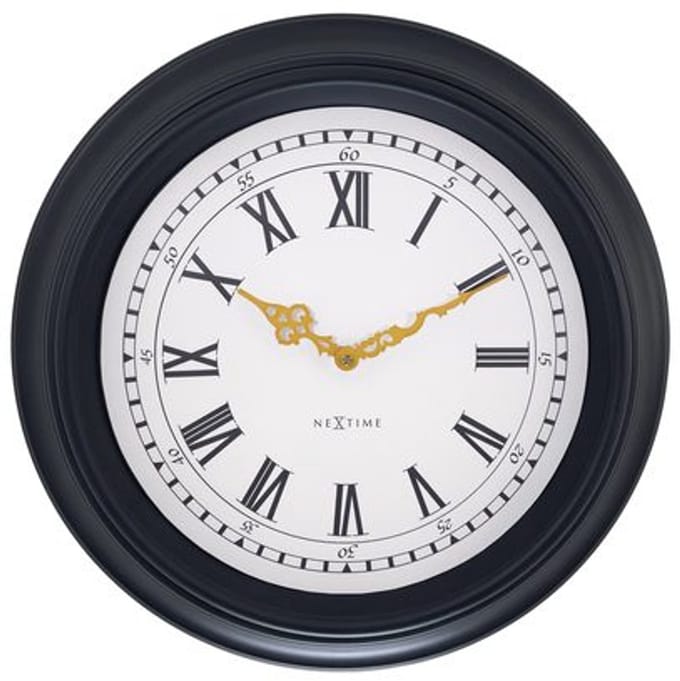 NeXtime Chopin – Wandklok – 40 cm – Plastic – Zwart/Grijs – Stil