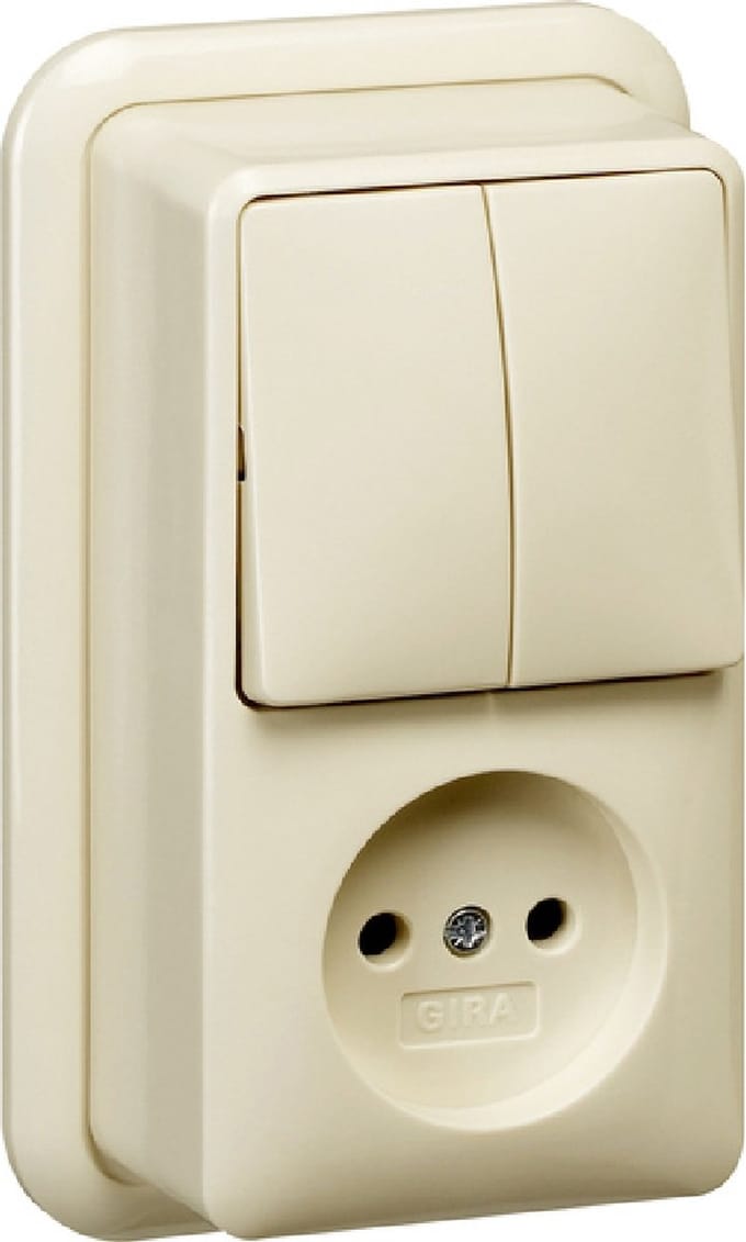Gira Combinatiestopcontact Serie met Montageplaat Crème Wit - 047510 - E3DKZ