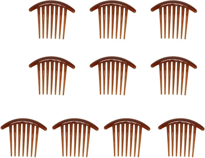 Cuhostki 10 Stuks - Haarstyling Kammetjes - Met 7 Tanden Bruin - Stevig Comfortabel Onzichtbaar