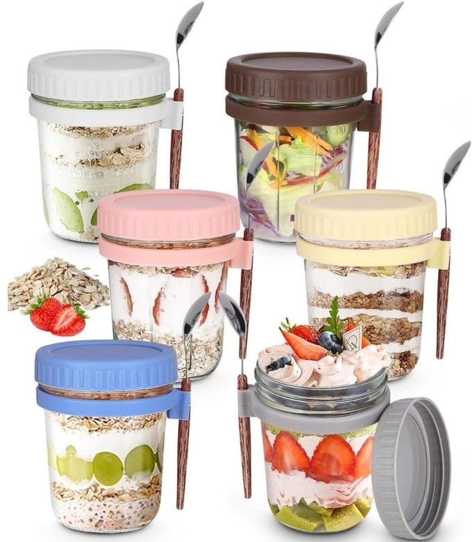 CLVP® Overnight Oats Potjes - Mason Jar - Meusli Beker met Deksel