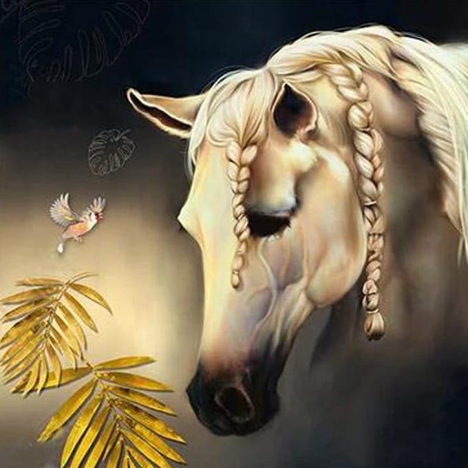 Peinture au Diamant 5D DIY Cheval Magnifique Broderie Point de Croix 30x30CM brown