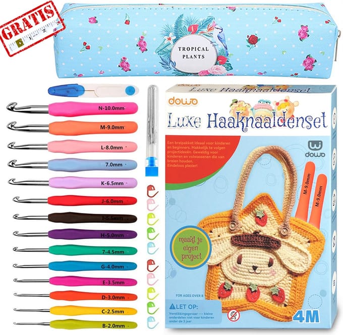 DOWO® Luxe Softgrip Haaknaalden Set - 26-delig met accessoires in etui - Ergonomisch