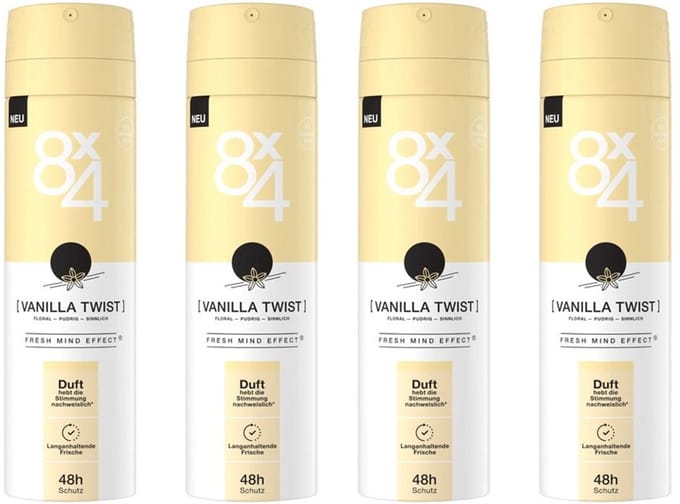 8 x 4 Deo Spray - Vanilla Twist - Voordeelverpakking 4 x 150 ml
