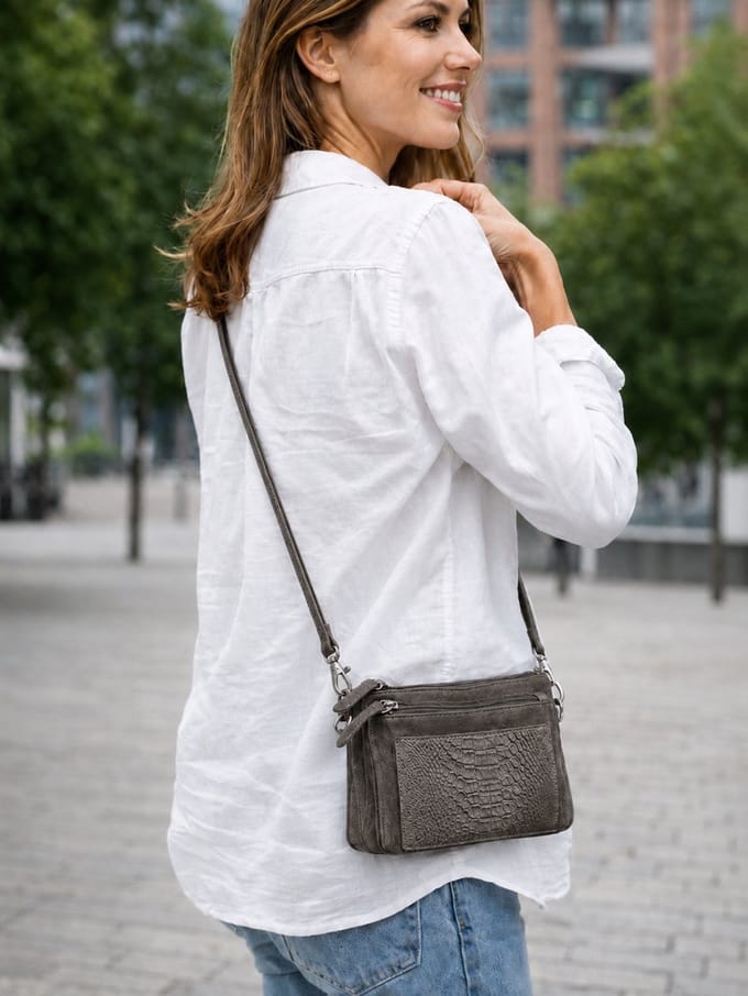 Castillo Suede Vibes Crossbody S Snake Grey