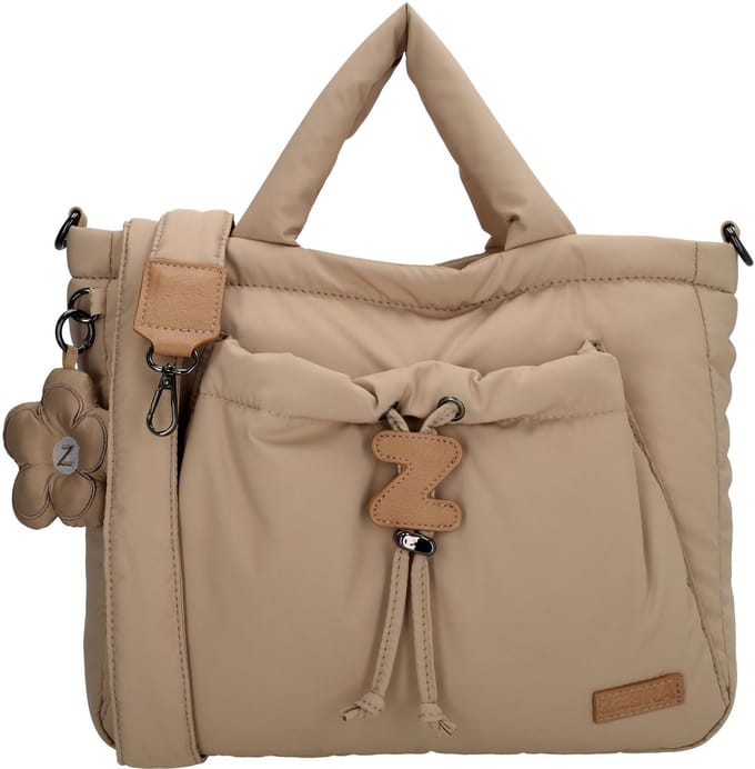 Zebra Trends Juna Shopper - Schoudertas - Puffy - Bag Charm - Dames - Tote Bag - Dames Tas - Lichttaupe