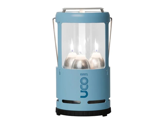 UCO Candlelier Glacier Blue – Windbestendige Drie-Kaars Lantaarn | 60 Lumen & 9 Uur Brandduur