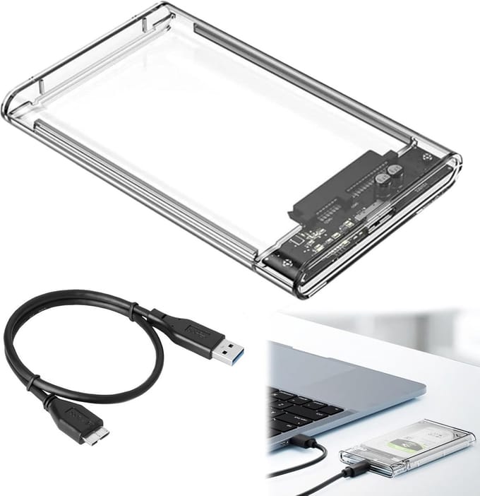 Externe 2,5 Inch SSD/HDD Behuizing USB 3.0 naar SATA III met UASP Transparant