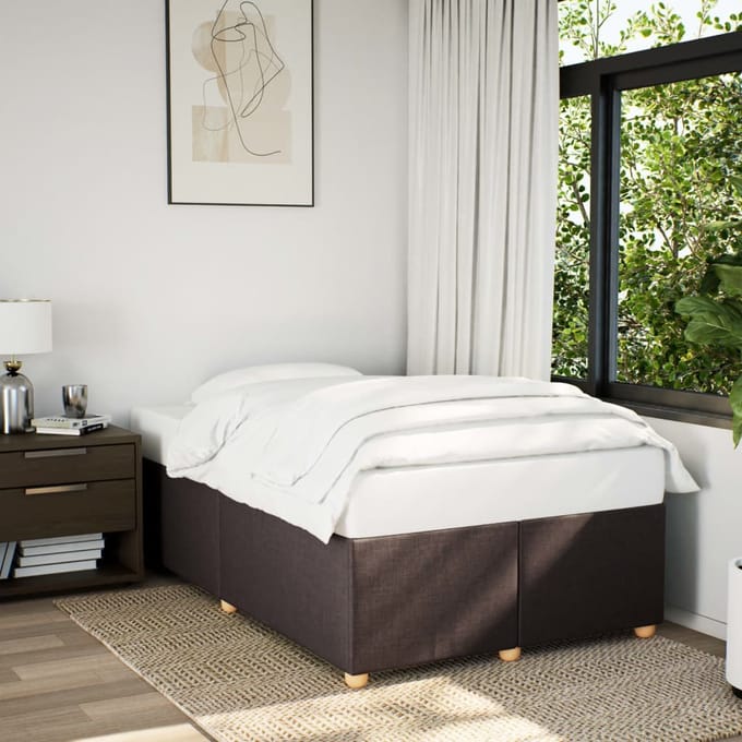 vidaXL - Bedframe - zonder - matras - 120x190 - cm - stof - donkerbruin
