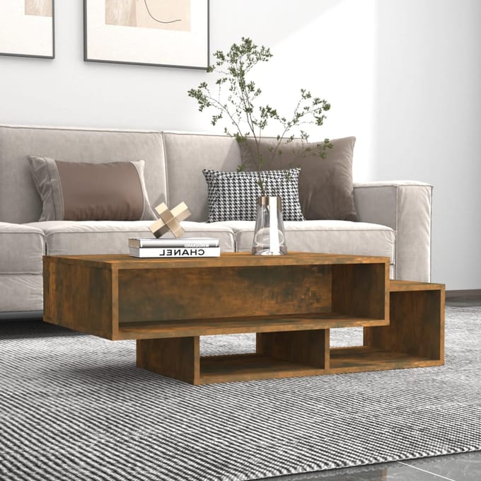 vidaXL - Salontafel - 105x55x32 - cm - bewerkt - hout - gerookt - eikenkleurig