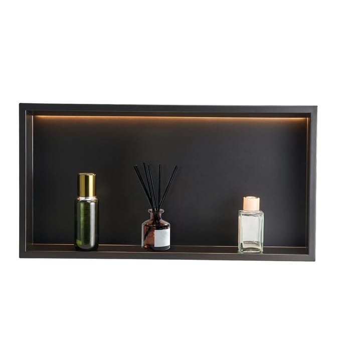 Niche de douche 33,0x63,5x10,2 cm Étagère encastrée avec bande LED Acier inoxydable