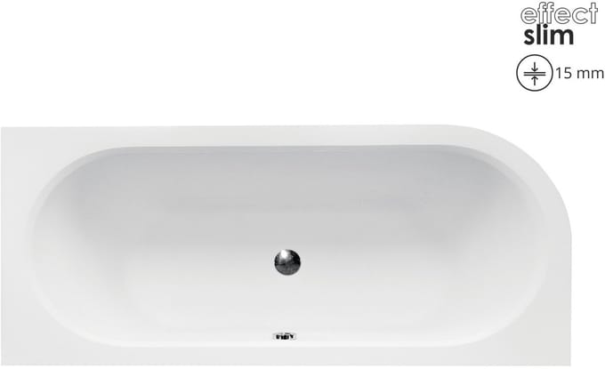 Badland AVITA SLIM hoekbad 160 x 75 cm rechts wit zonder zijpaneel