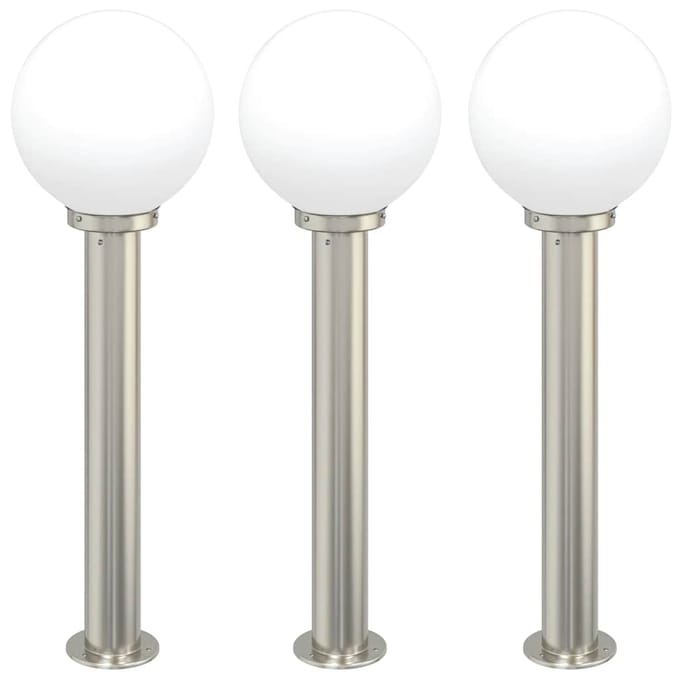 vidaXL Bolderverlichting 3 stuks 80 cm RVS IP44