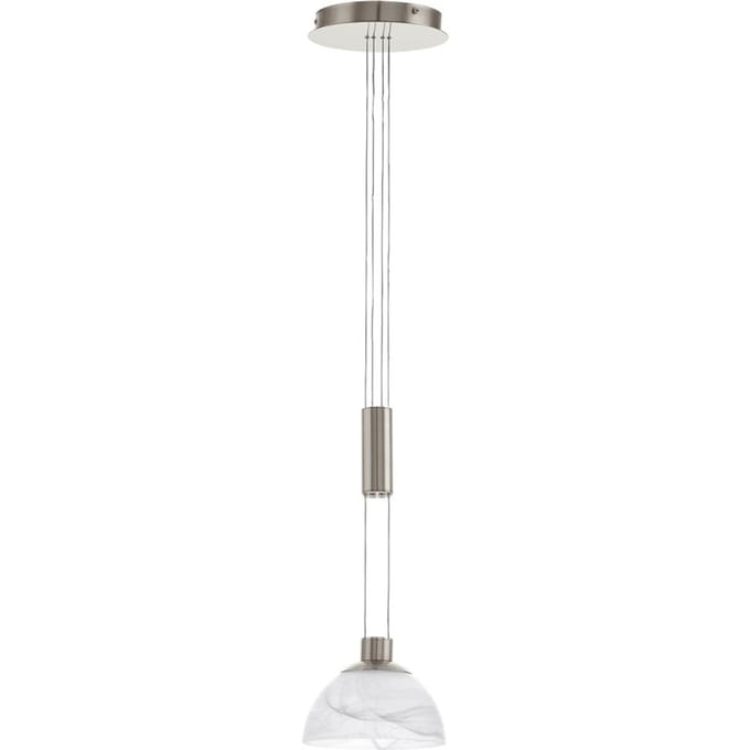 EGLO Montefio - Hanglamp - 1 Lichts - 185mm. - Nikkel-Mat - Alabaster Glas - Wit