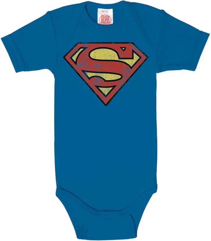 Superman baby romper azuur blauw - Logoshirt - 50/56