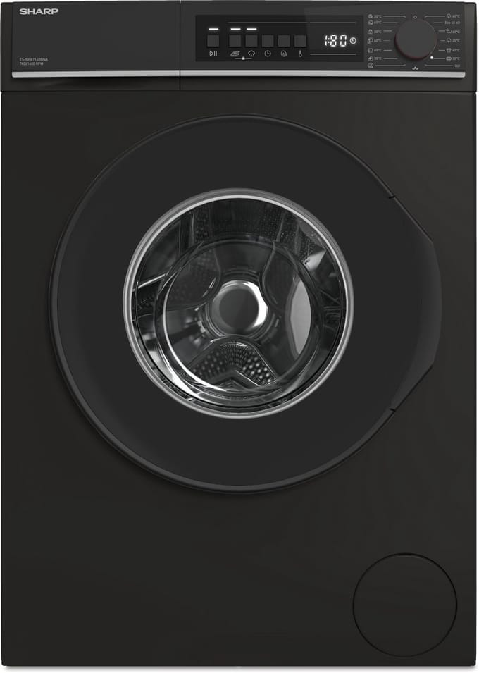 Sharp ESNFB714BBNA wasmachine 7kg-1400 toeren- mat zwart steamwash