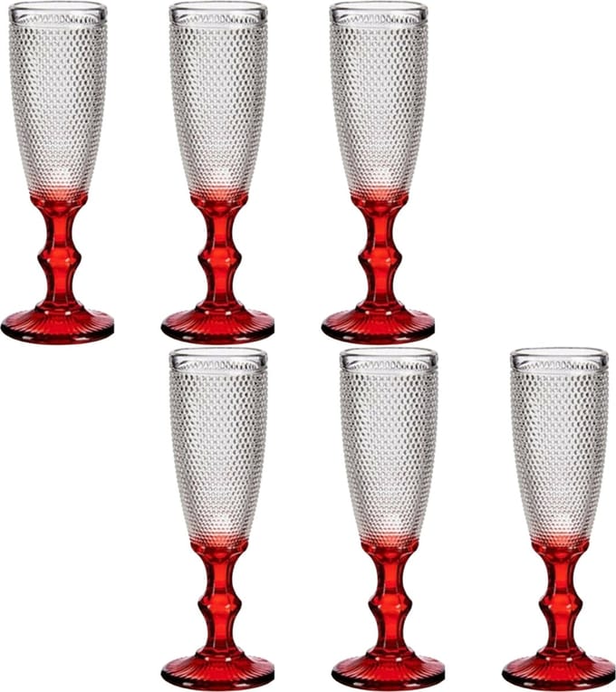 Vivalto - Luxe Champagneglazen Monaco serie set 12x op rode voet 180 ml