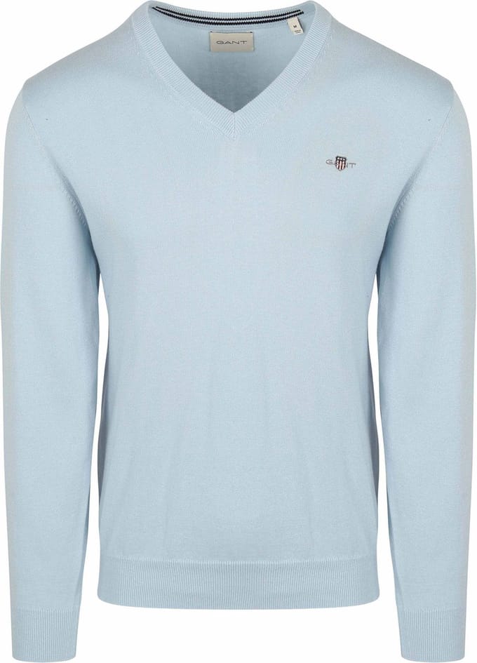 Gant Pullover V-Hals Lichtblauw - Maat 3XL - Heren - Pullovers