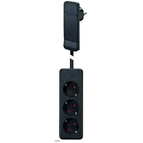 BACHMANN SmartPlug platte stekker, met 3x geaard stopcontact, zwart, 1,6 m