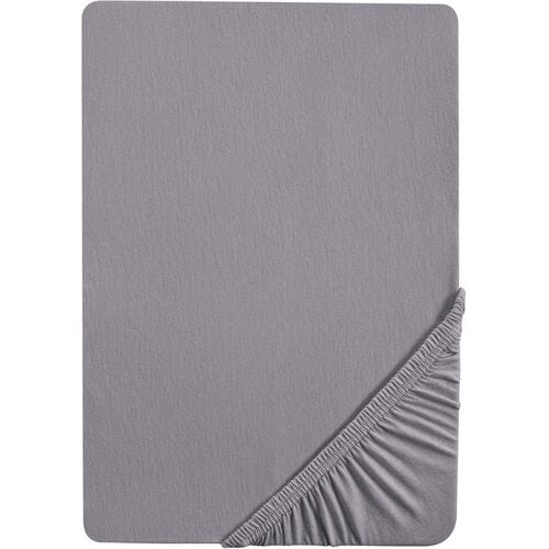 BIBERNA Jersey hoeslaken (Zilvergrijs, 90-100 x 200 cm)