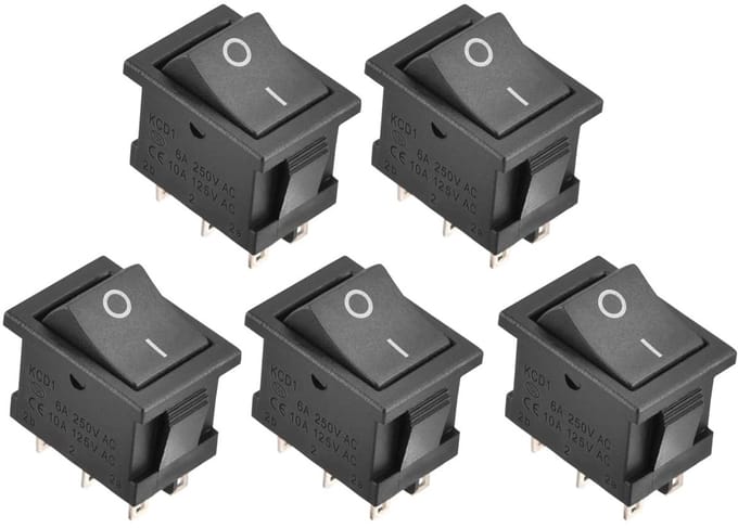 Store_9 - Tuimelschakelaar - ON/OFF - Zwart - 6A 250VAC - Voor auto en boot - 5 stuks