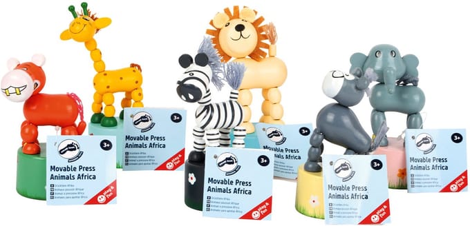 Small Foot - Houten Drukfiguur Wilde Dieren, Set van 6
