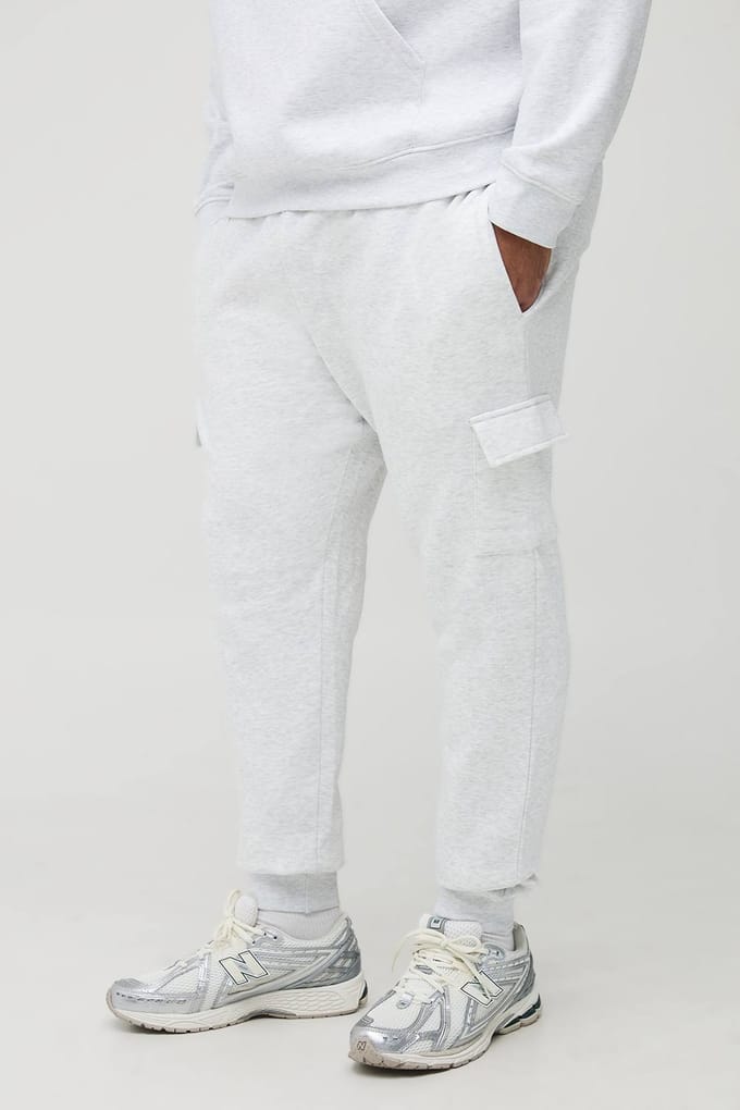 Plus Essential Skinny Fit Cargo Jogger | Grey Marl | Size 3XL