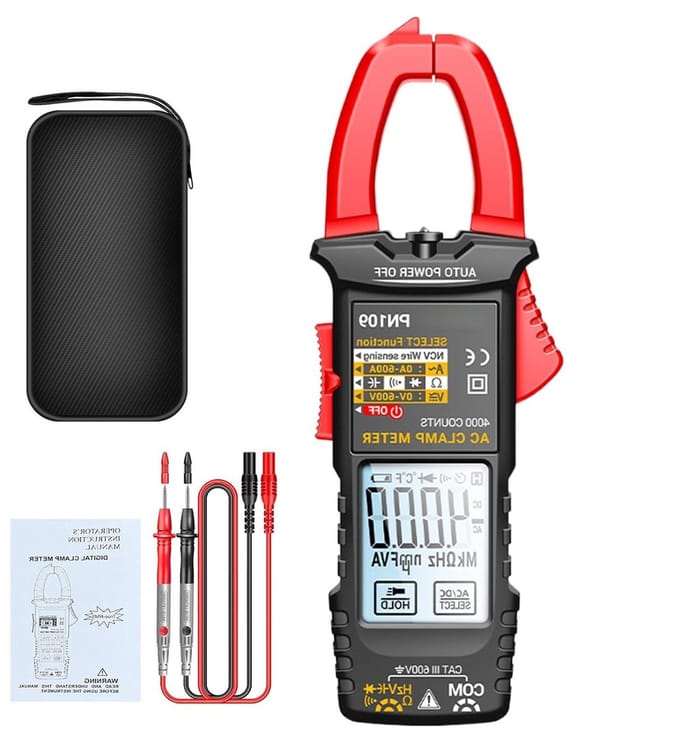 Stroomtang Detector - Multimeter Tester - Elektrische Diagnostiek - LCD Achtergrondverlichting - 4000 Tellingen - Rood