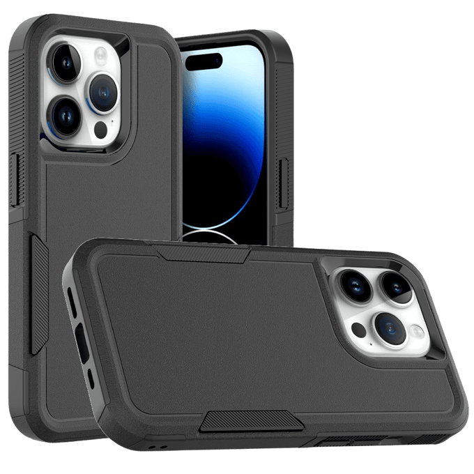CaseBody Apple iPhone 15 Pro Rugged Armor Back Cover Zwart