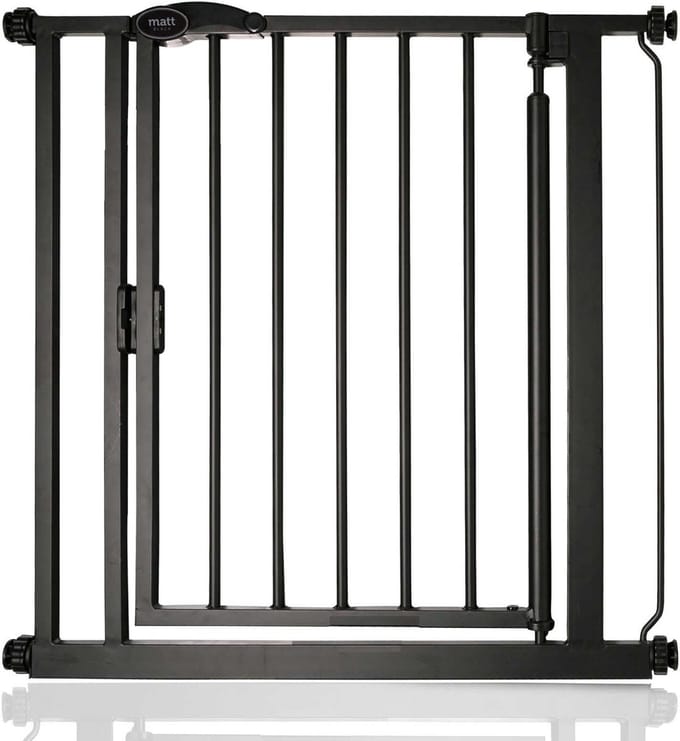 Safetots Self Closing Klemhek, Traphekje, 75cm - 82cm, Mat Zwart