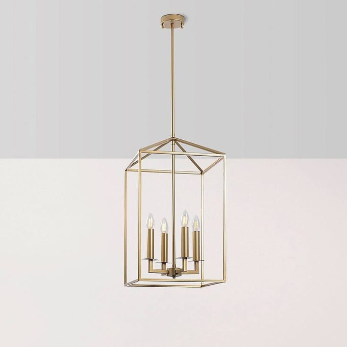 Opviq Kroonluchter Till 13256, goudkleurig, metaal, 4-lamps