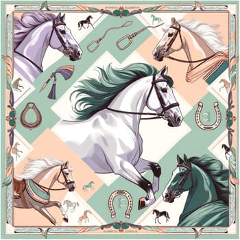 Sjaal Alberto Cabale Kleine zijden sjaal Spring Horse Cléo