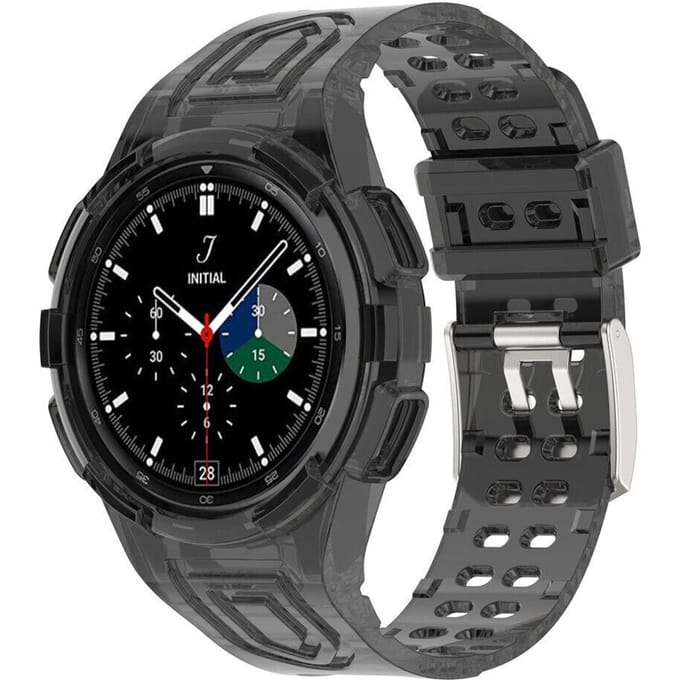 Samsung Galaxy Watch 4 Classic 46mm siliconen bandje met frame (transparant zwart)