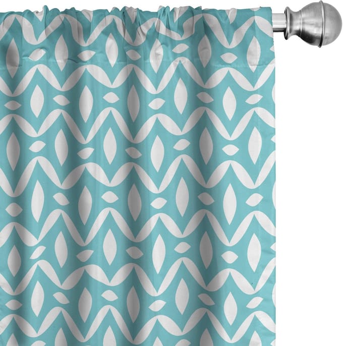 ABAKUHAUS Abstrakt Voorhangen – 2x75x225 cm – Seafoam/Wit