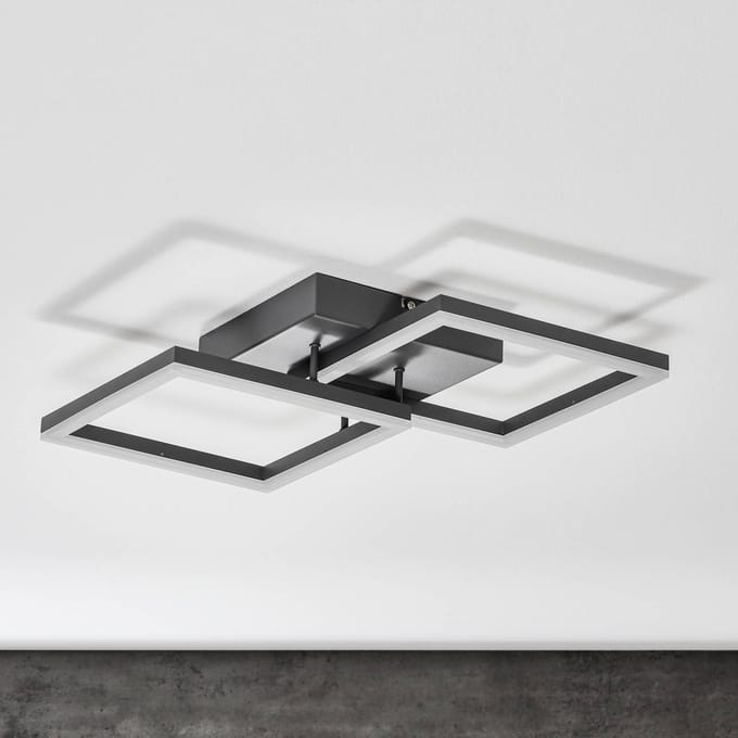 Fabas Luce LED plafondlamp Bard 45x45 cm 2-lamps., antraciet