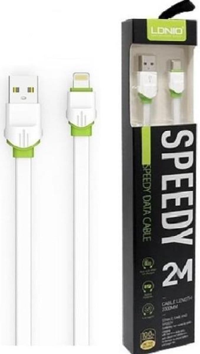Lightning USB kabel LS35 - 2 meter Geschikt voor: Lightning Fast Cable voor Apple iPhone 13 / 12 / 11 / X / XS / XR / MAX / SE / 5 / 6 / 7 / 8 / Plus - iPhone oplader kabel