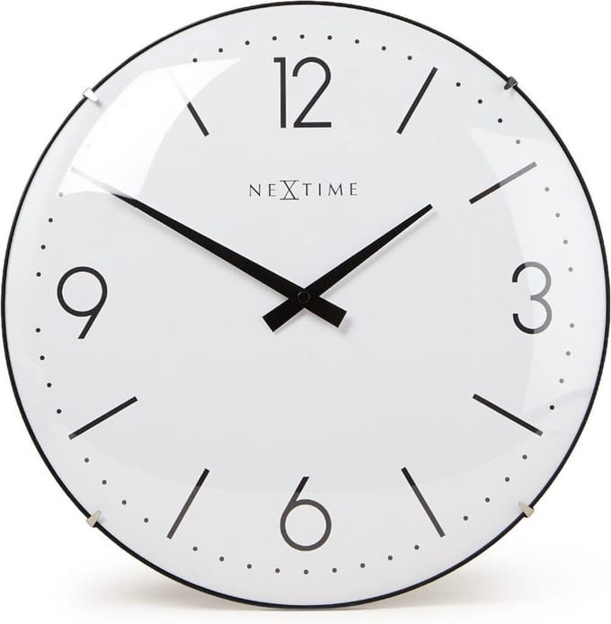 NeXtime Basic Dome – Wandklok – 35 cm – Bol Glas – Wit