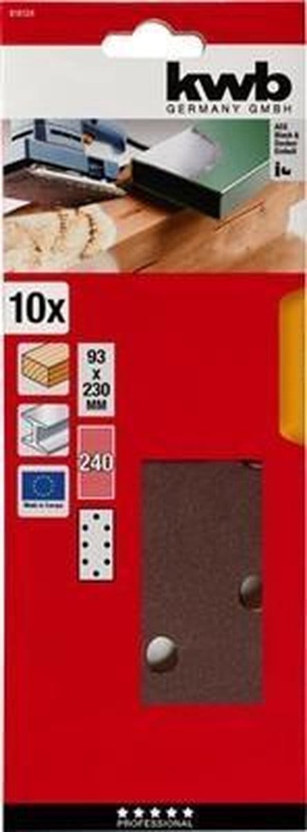 kwb 818124 Schuurpapier Korrelgrootte (num) 240 (l x b) 230 mm x 93 mm 10 stuk(s)