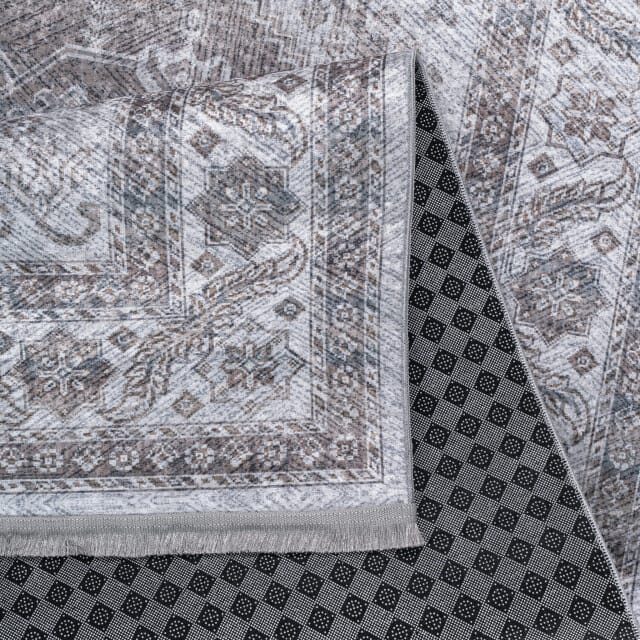 Muratap Star rond vintage vloerkleed wasbaar beige- 200 cm rond