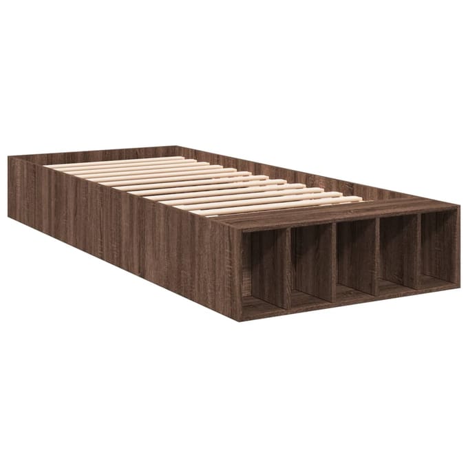 vidaXL - Bedframe - bewerkt - hout - bruin - eikenkleur - 90x190 - cm