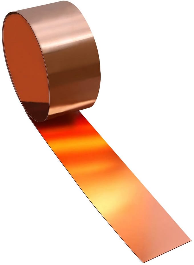 Koperplaatrol 1000 x 50 x 0,05 mm voor doe-het-zelfprojecten