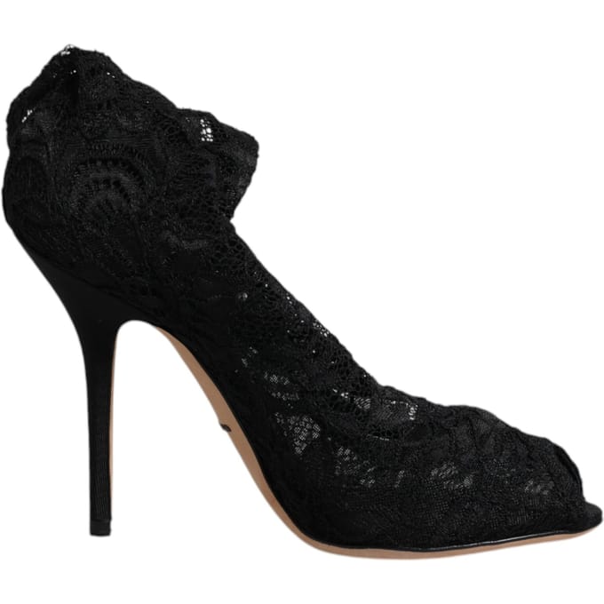 Lace Peep Toe Pumps Zwarte Stijl