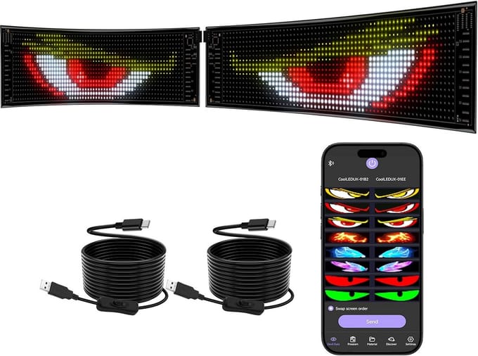 2 Stuks Flexibele LED Displays voor Vrachtwagen en Auto met Bluetooth App Bediening